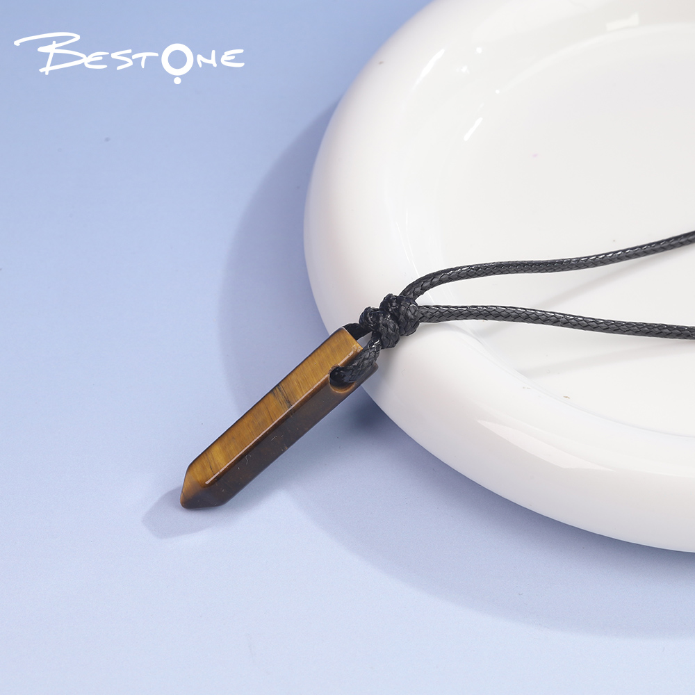 Healing Crystal & Energy Gemstone Necklace Set – Green Aventurine, Tiger Eye, Obsidian & Opal, Black Wax Cord