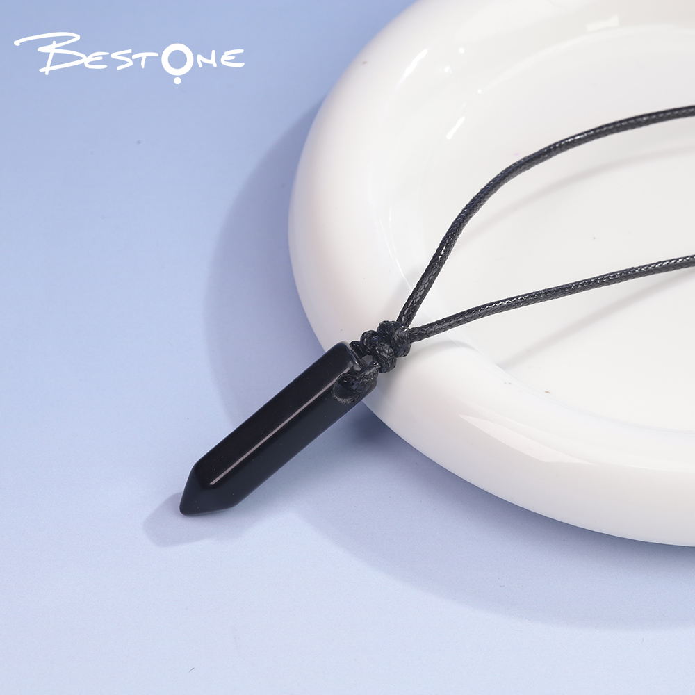 Healing Crystal & Energy Gemstone Necklace Set – Green Aventurine, Tiger Eye, Obsidian & Opal, Black Wax Cord