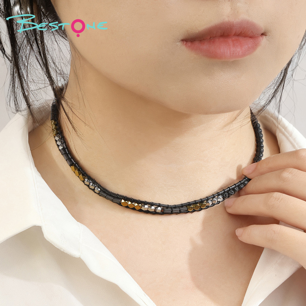 7-Chakra Healing Crystal Lava Rock Necklace – 4mm Energy Stone with Gold & Silver Accents