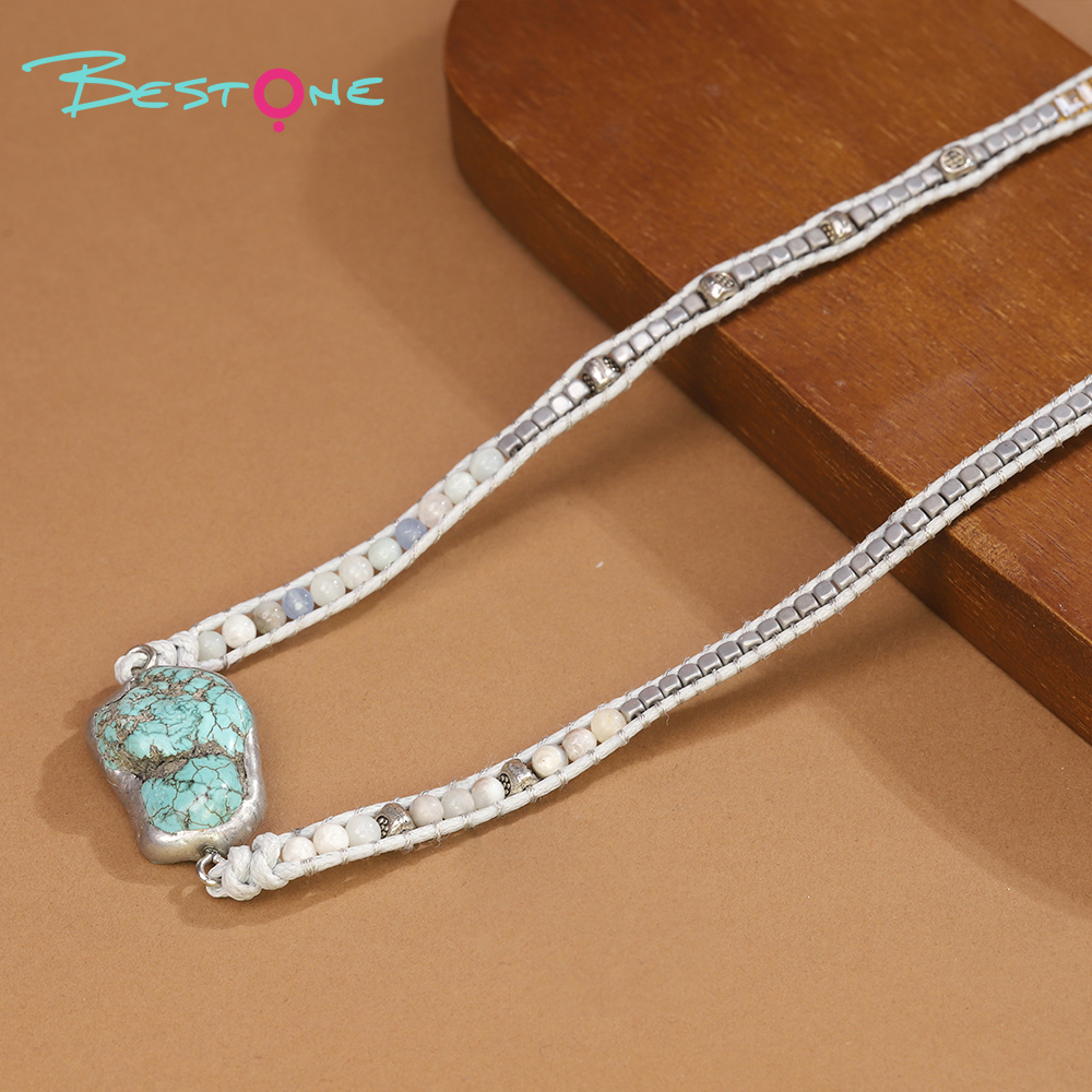 Wholesale Leather Cord Healing Crystal Necklace  – Amethyst, Rose Quartz, Turquoise & Sparkling Stone