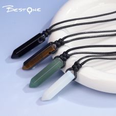 Healing Crystal & Energy Gemstone Necklace Set – Green Aventurine, Tiger Eye, Obsidian & Opal, Black Wax Cord