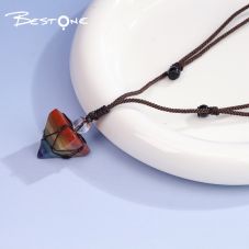 Healing Crystal & Energy Gemstone Pyramid Necklace – 8 Natural Energy Stones, Adjustable Cord