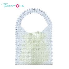 Transparent Acrylic Beaded Handbag 15×2×18cm Handmade Beaded Purse