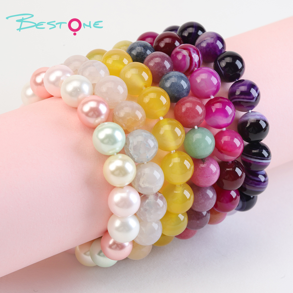 Colorful Gemstone Beaded Stretch Bracelet Set