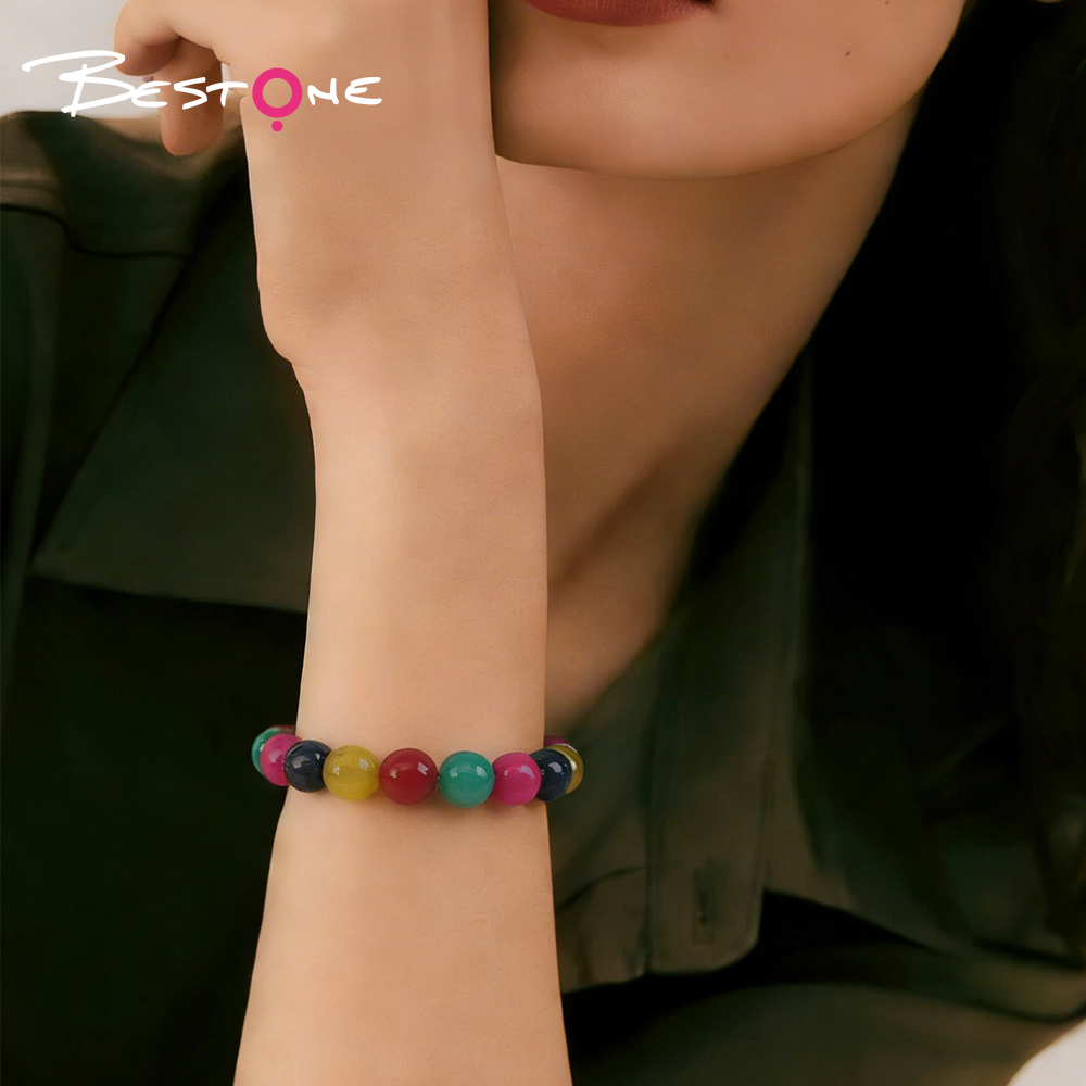 Colorful Gemstone Beaded Stretch Bracelet Set