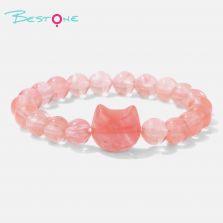 Cat Head Gemstone Stretch Bracelet