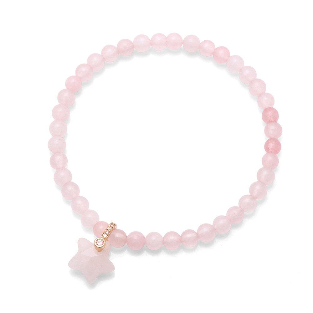 Gemstone Beaded Stretch Bracelet with Matching Star Charm