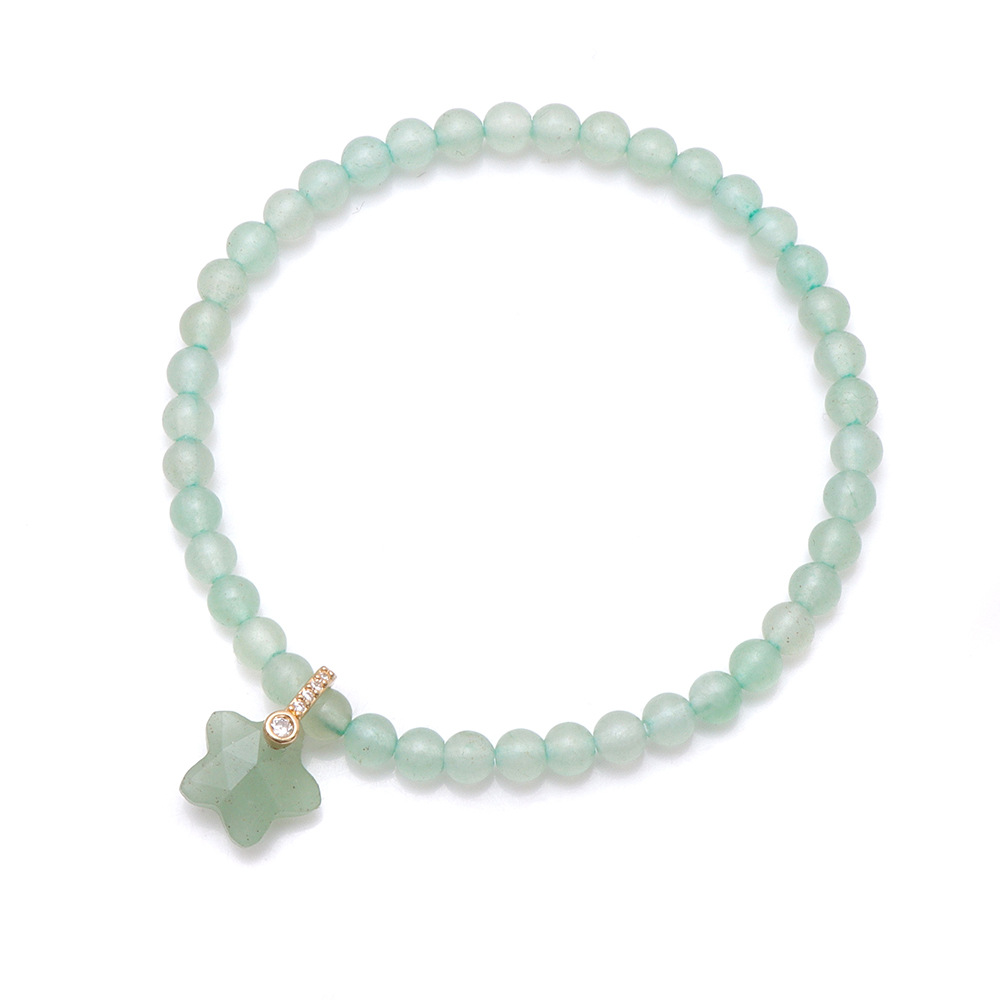 Gemstone Beaded Stretch Bracelet with Matching Star Charm