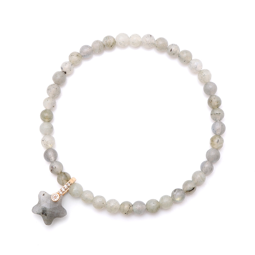 Gemstone Beaded Stretch Bracelet with Matching Star Charm
