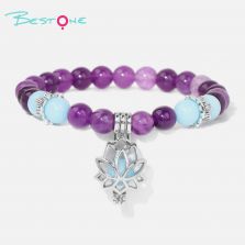 Glow Bead Stretch Bracelet with Lotus Mystery Box Charm