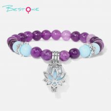 Glow Bead Stretch Bracelet with Lotus Mystery Box Charm