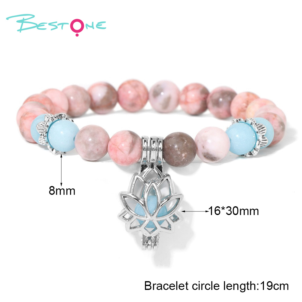Glow Bead Stretch Bracelet with Lotus Mystery Box Charm