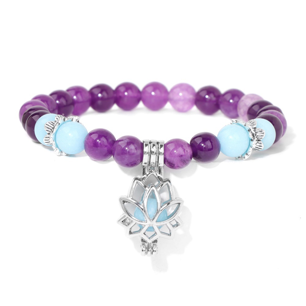 Glow Bead Stretch Bracelet with Lotus Mystery Box Charm