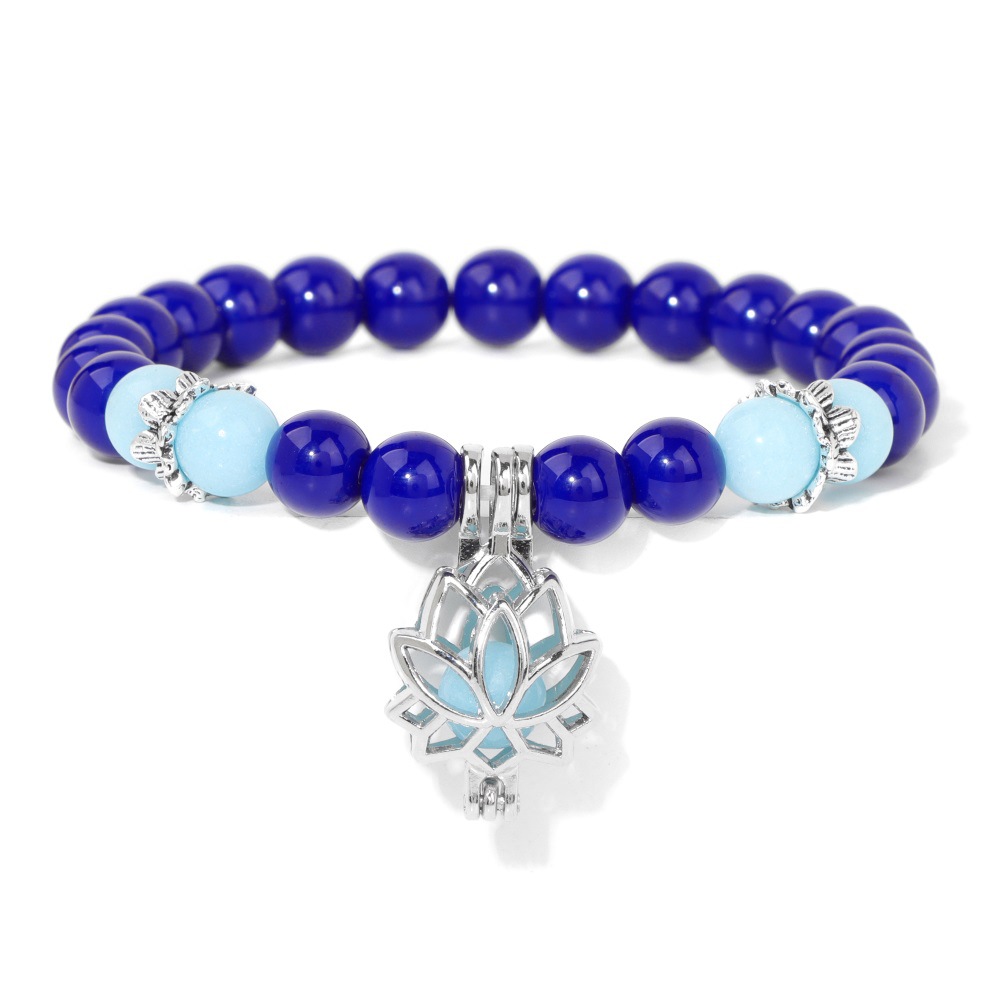Glow Bead Stretch Bracelet with Lotus Mystery Box Charm