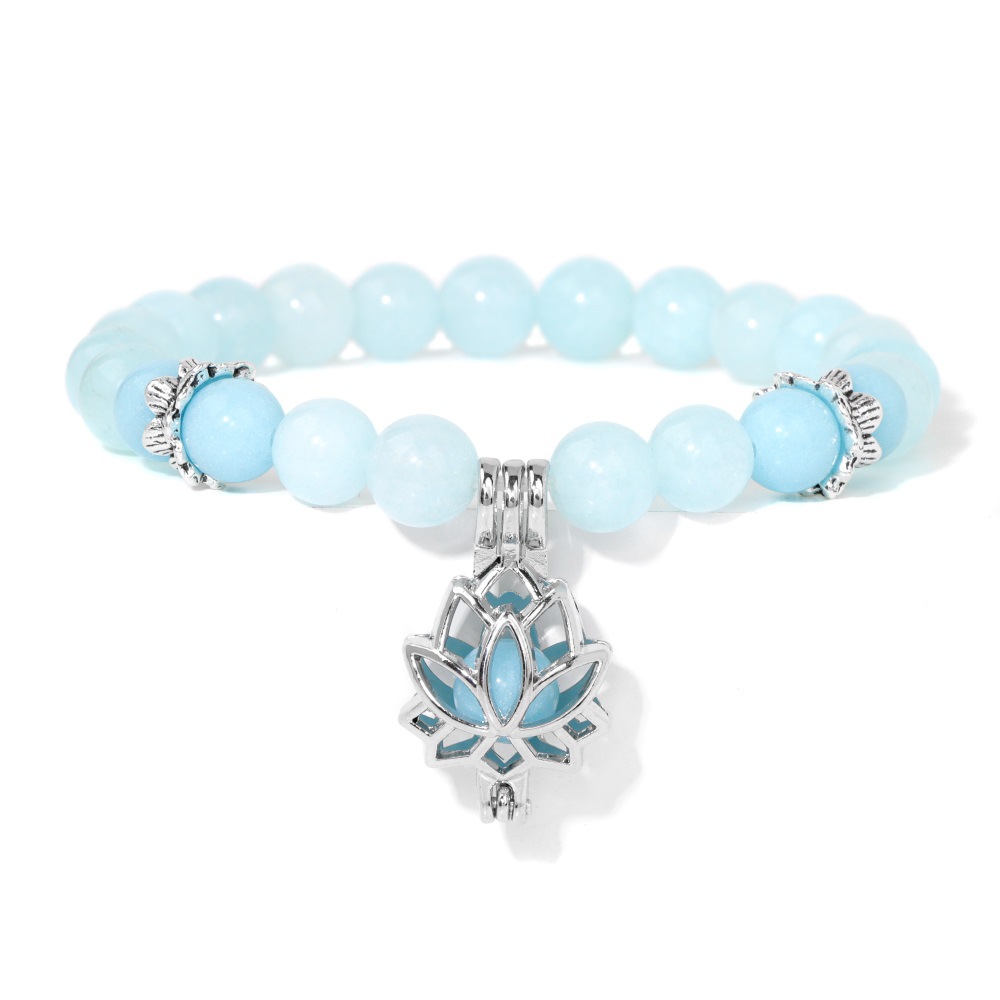 Glow Bead Stretch Bracelet with Lotus Mystery Box Charm