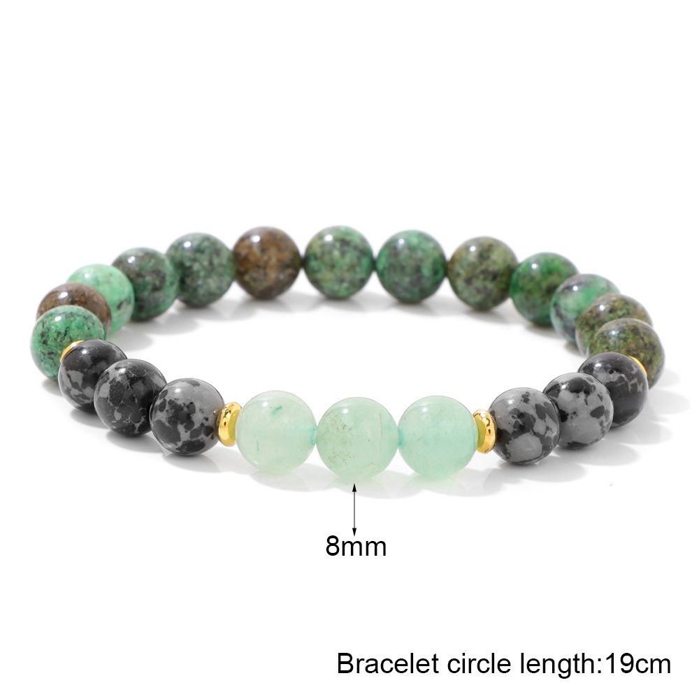 Mixed Gemstone Beaded Stretch Bracelet with Gold Spacers