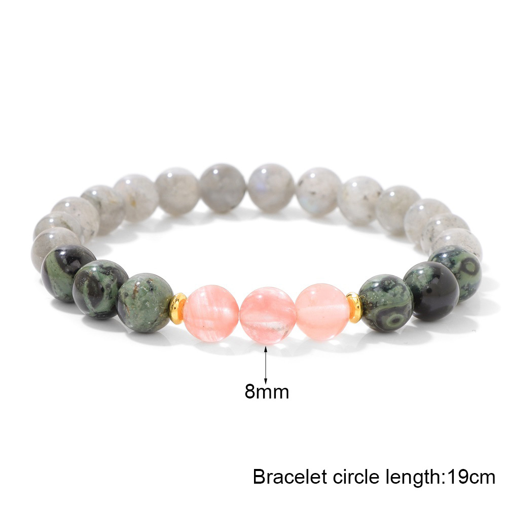 Mixed Gemstone Beaded Stretch Bracelet with Gold Spacers