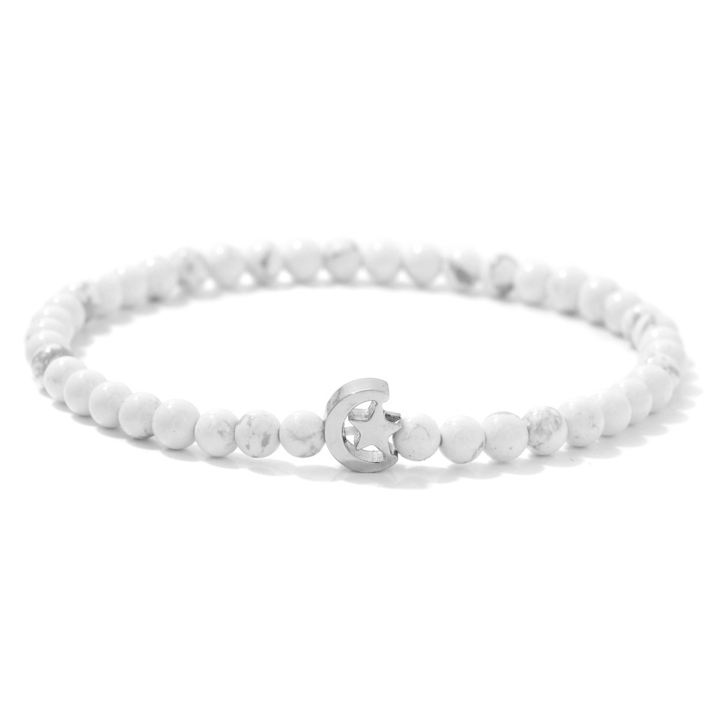 Star & Moon Gemstone Stretch Bracelet (4mm Beads, Multiple Stones, 17–21cm +2)