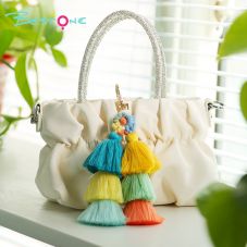 Cotton Tassel Bag Charm & Keychain Pendant with Lobster Clasp – 13cm