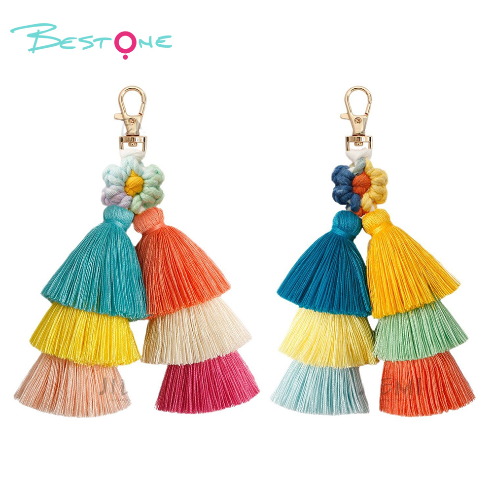 Cotton Tassel Bag Charm & Keychain Pendant with Lobster Clasp – 13cm