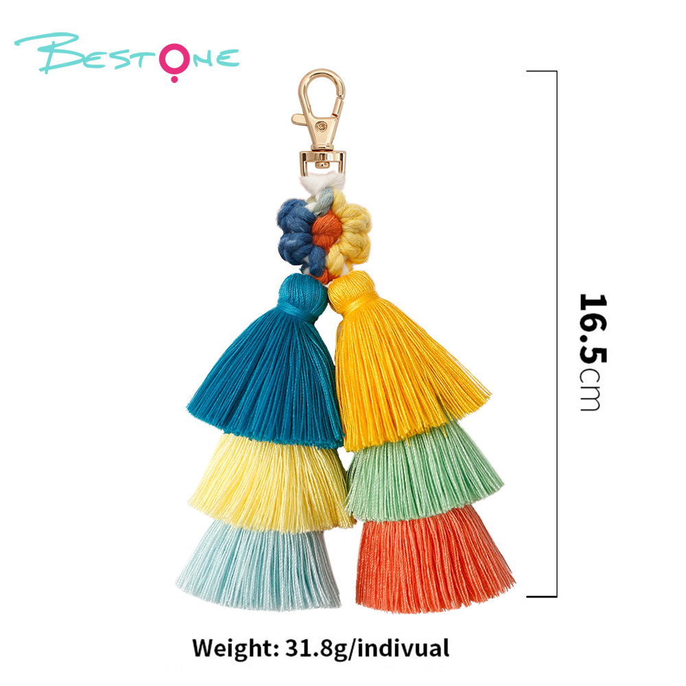 Cotton Tassel Bag Charm & Keychain Pendant with Lobster Clasp – 13cm