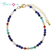 Natural Stone & Baroque Pearl Bracelet | Agate, Turquoise, Lapis Jewelry Manufacturer
