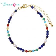 Natural Stone & Baroque Pearl Bracelet | Agate, Turquoise, Lapis Jewelry Manufacturer