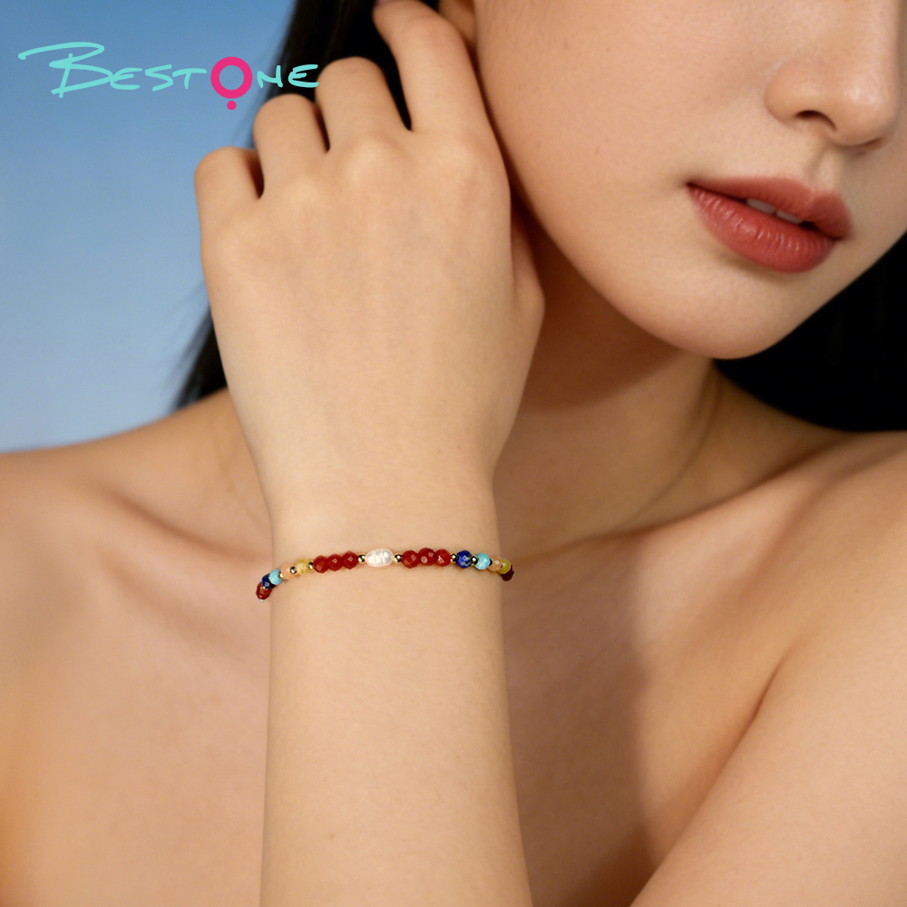 Natural Stone & Baroque Pearl Bracelet | Agate, Turquoise, Lapis Jewelry Manufacturer