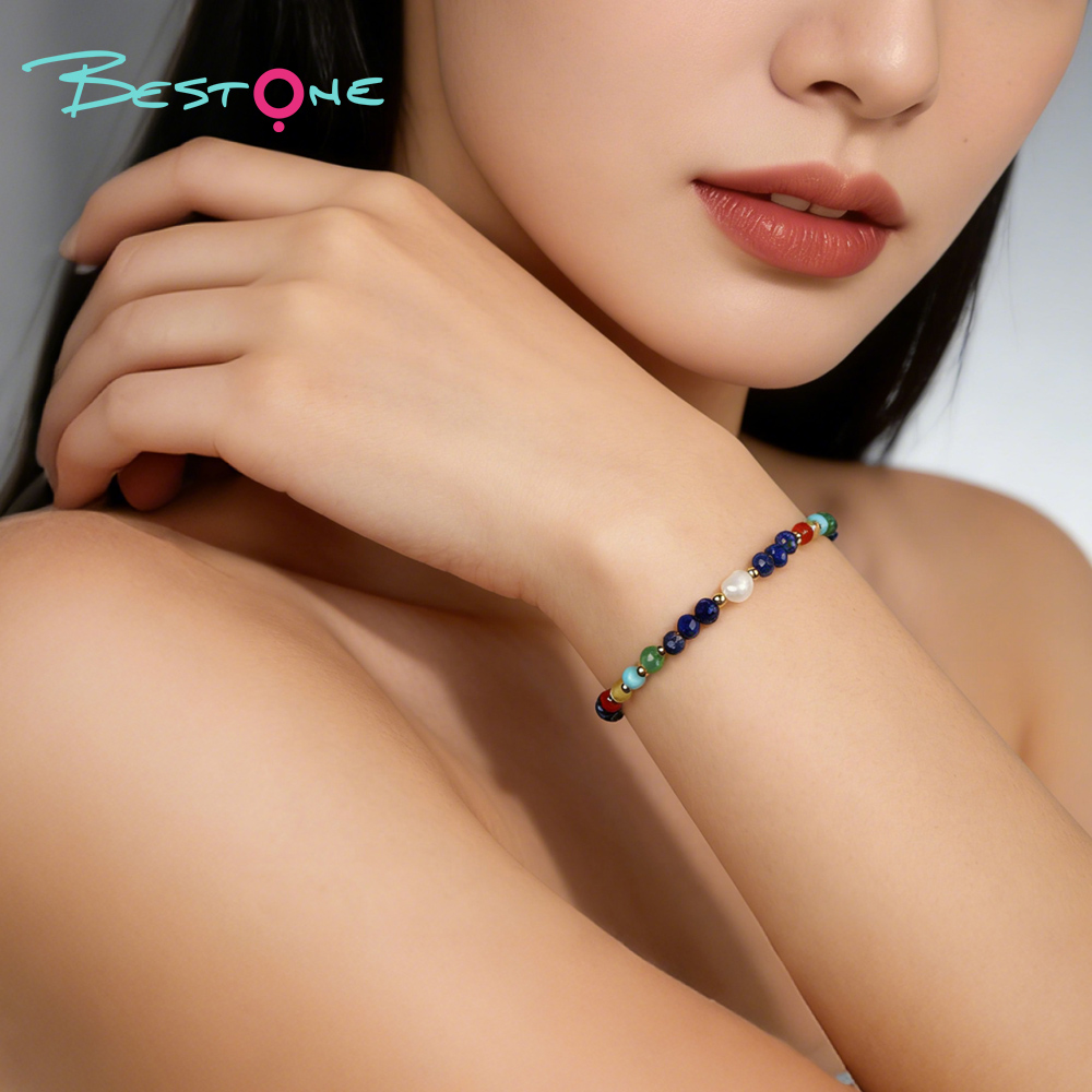 Natural Stone & Baroque Pearl Bracelet | Agate, Turquoise, Lapis Jewelry Manufacturer