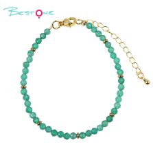 Faceted Glass & Natural Stone Bracelet Wholesale | Gold Plated Minimalist Jewelry Manufacturer