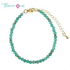Faceted Glass & Natural Stone Bracelet Wholesale | Gold Plated Minimalist Jewelry Manufacturer