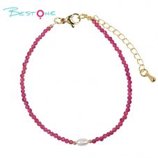 Faceted Stone & Pearl Bracelet Wholesale | Gold Plated Minimalist Jewelry Manufacturer