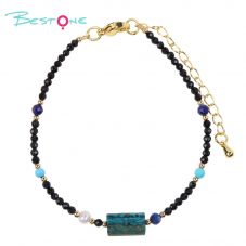 Layered Spinel & Natural Stone Pearl Bracelet | Gold Plated Designer Jewelry Wholesale