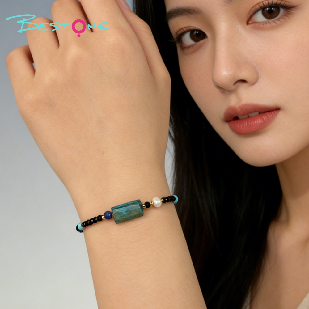 Layered Spinel & Natural Stone Pearl Bracelet | Gold Plated Designer Jewelry Wholesale