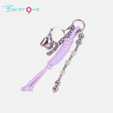 Custom Paracord Bag Charm with Acrylic Heart Pendant