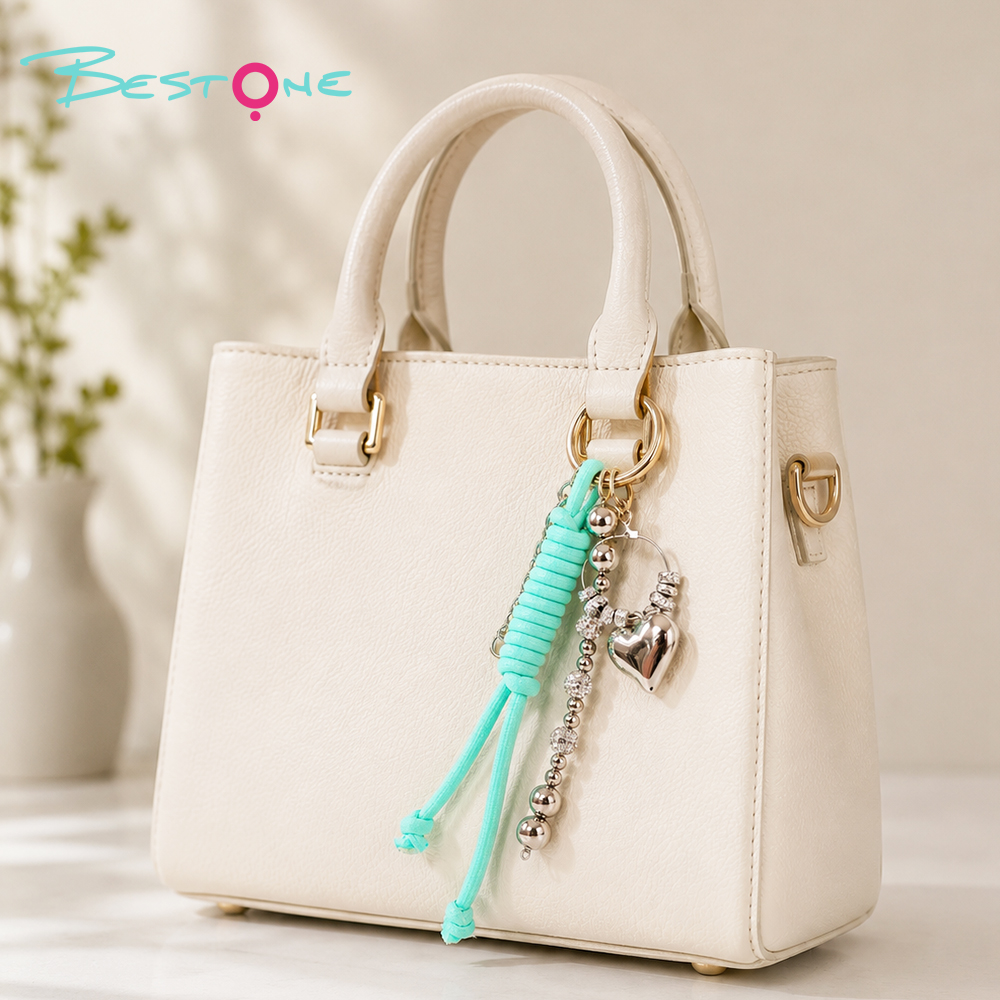 Custom Paracord Bag Charm with Acrylic Heart Pendant