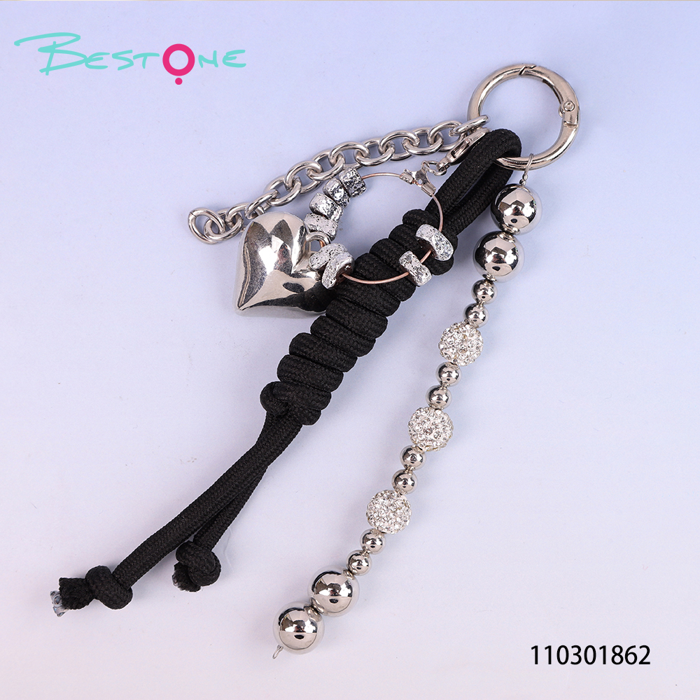 Custom Paracord Bag Charm with Acrylic Heart Pendant