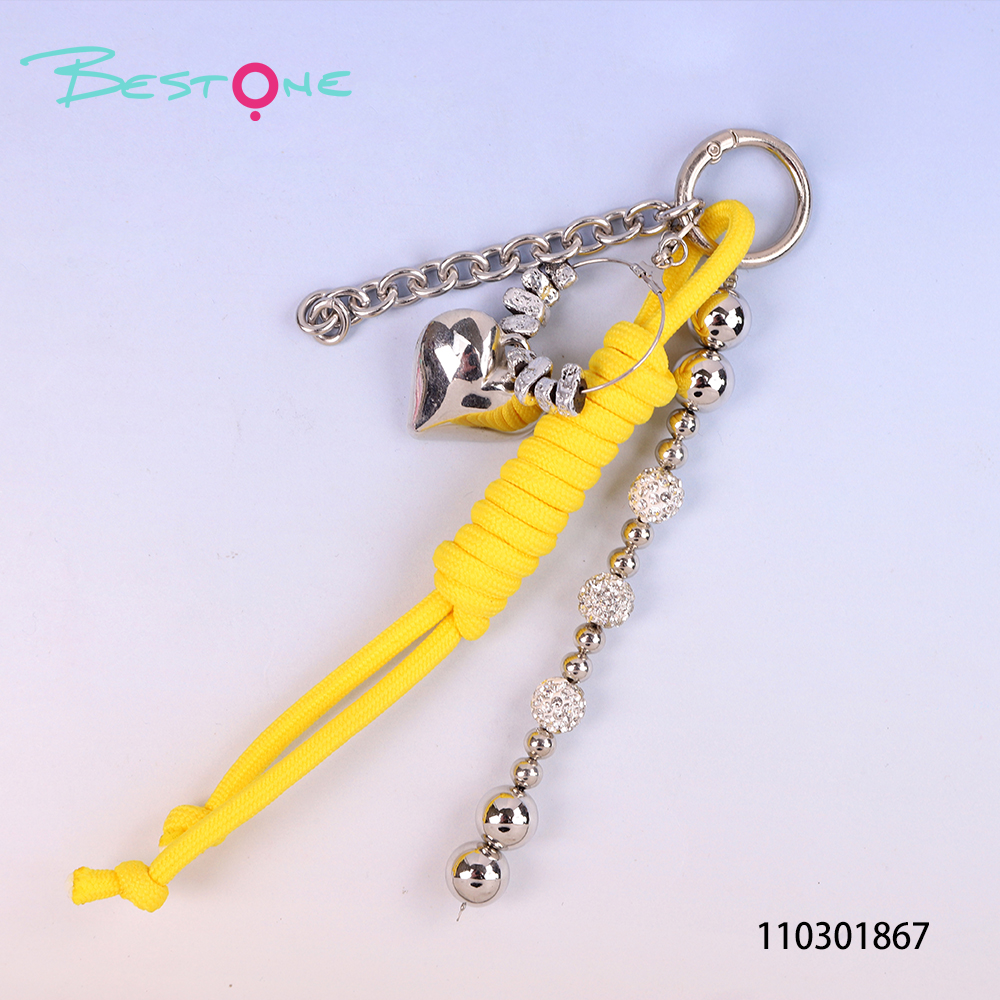 Custom Paracord Bag Charm with Acrylic Heart Pendant