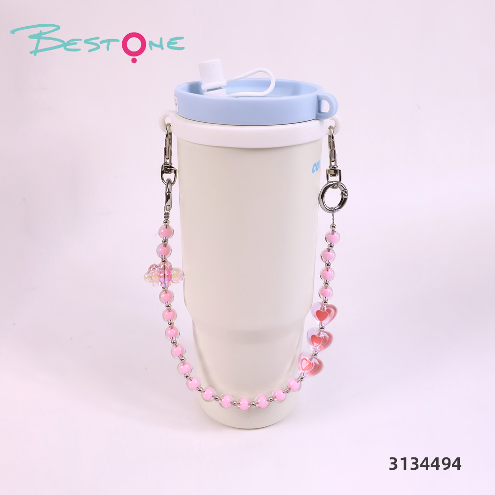 Wholesale Pink & Red Tumbler Charm Chains | Acrylic Heart Cup Charms for Tumblers & Water Bottles