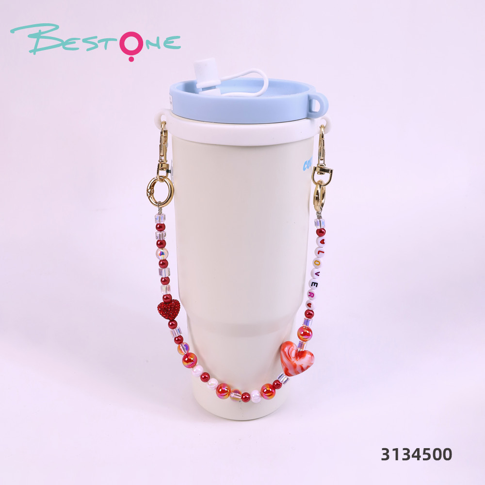 Wholesale Pink & Red Tumbler Charm Chains | Acrylic Heart Cup Charms for Tumblers & Water Bottles