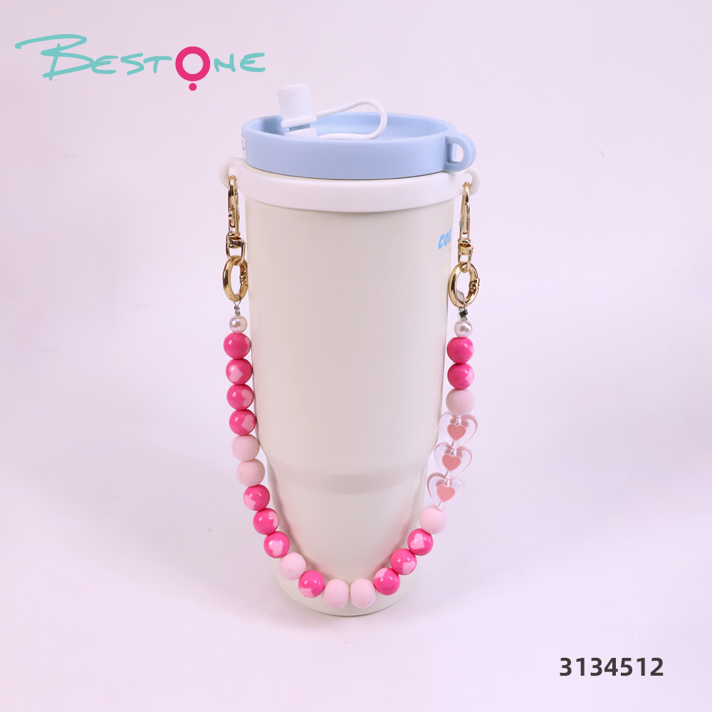 Wholesale Pink & Red Tumbler Charm Chains | Acrylic Heart Cup Charms for Tumblers & Water Bottles