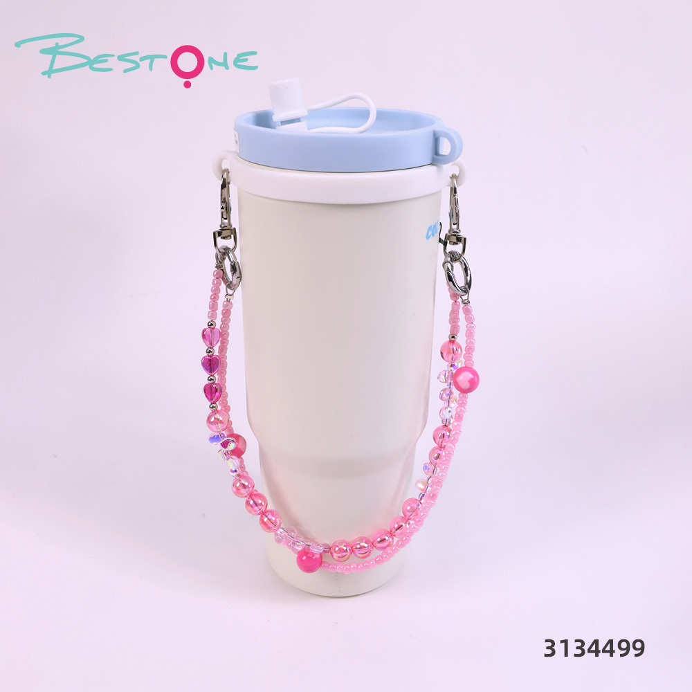Wholesale Beaded Tumbler Charm Chains | Heart & Glass Bead Cup Charms for Tumblers