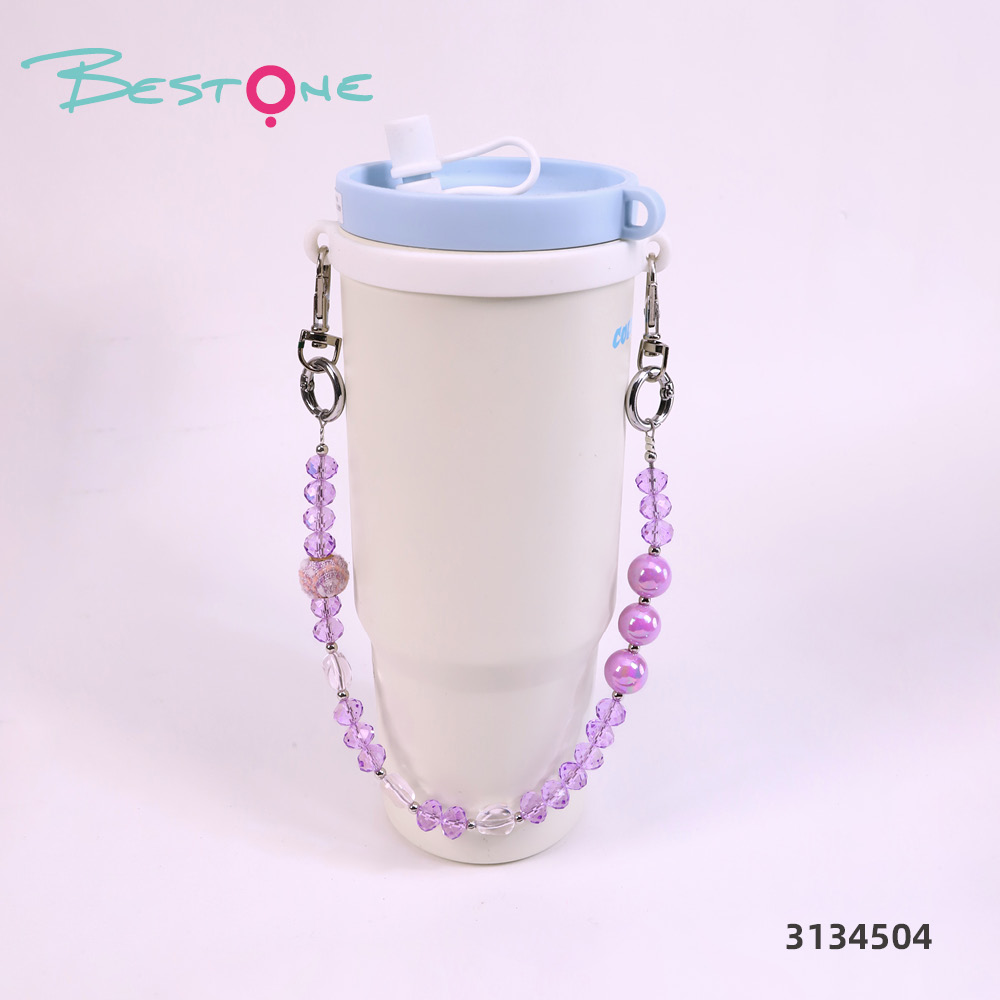 Wholesale Beaded Tumbler Charm Chains | Heart & Glass Bead Cup Charms for Tumblers