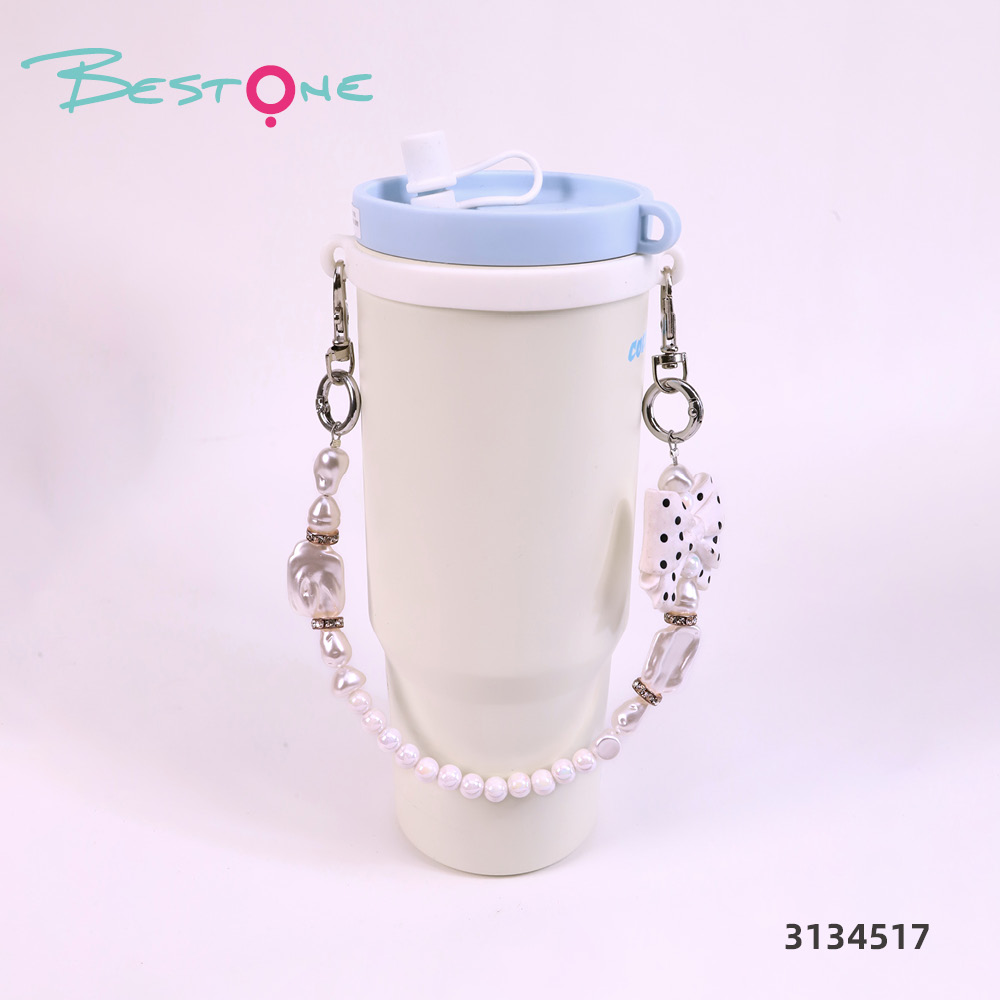 Custom Pearl Beaded Tumbler Cup Charm Chain for Stanley Cups