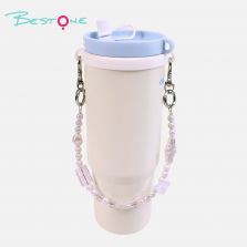 Custom Elegant Pearl & Crystal Tumbler Cup Charm Chain for Stanley Cups