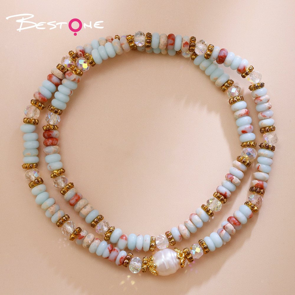 Double Wrap Natural Stone Pearl Beaded Bracelet