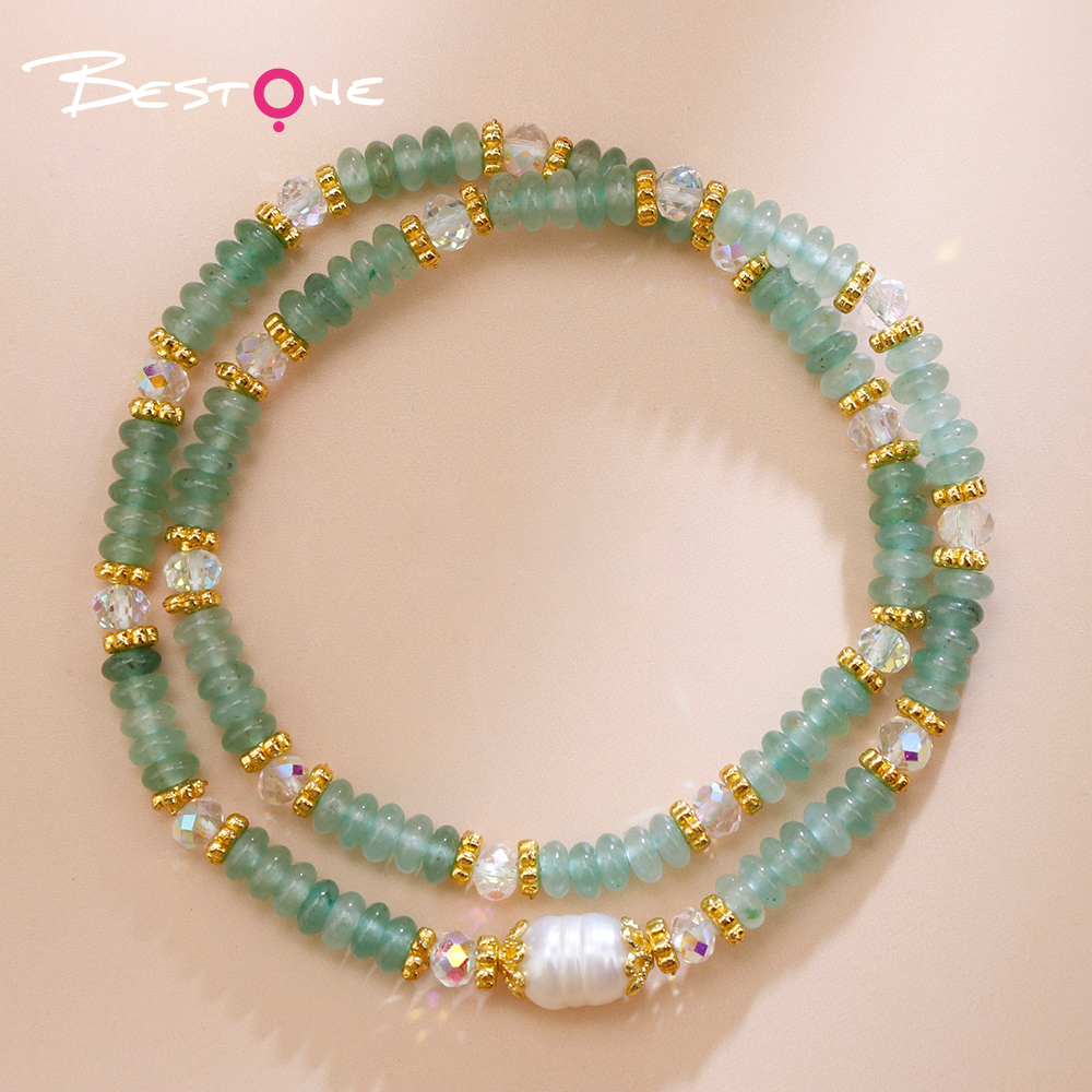 Double Wrap Natural Stone Pearl Beaded Bracelet