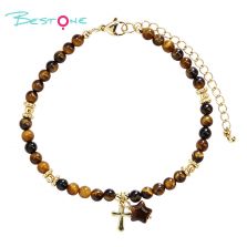 Natural Stone Star Cross Beaded Bracelet