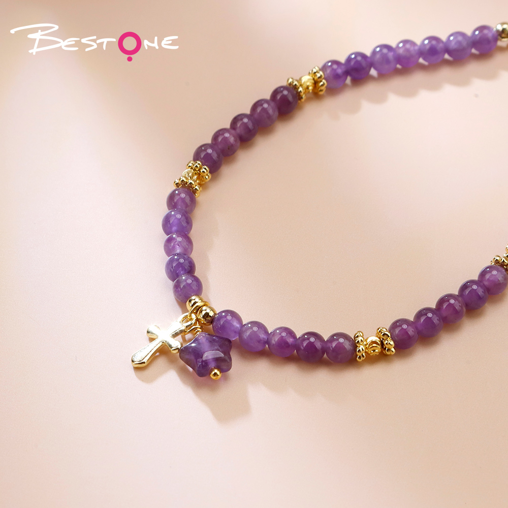 Natural Stone Star Cross Beaded Bracelet