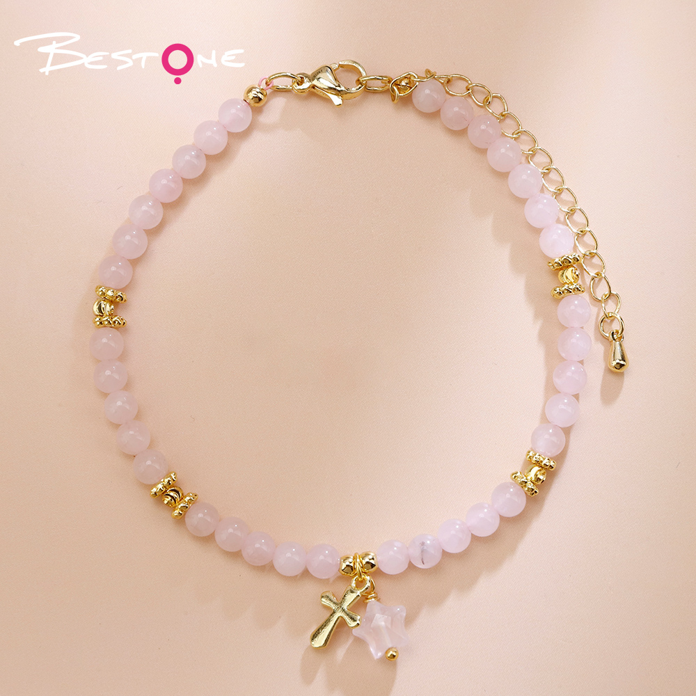 Natural Stone Star Cross Beaded Bracelet